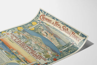 Vintage poster of the Southern France Railways - Meyrargues to Grasse and Hyères to Saint-Raphaël lines