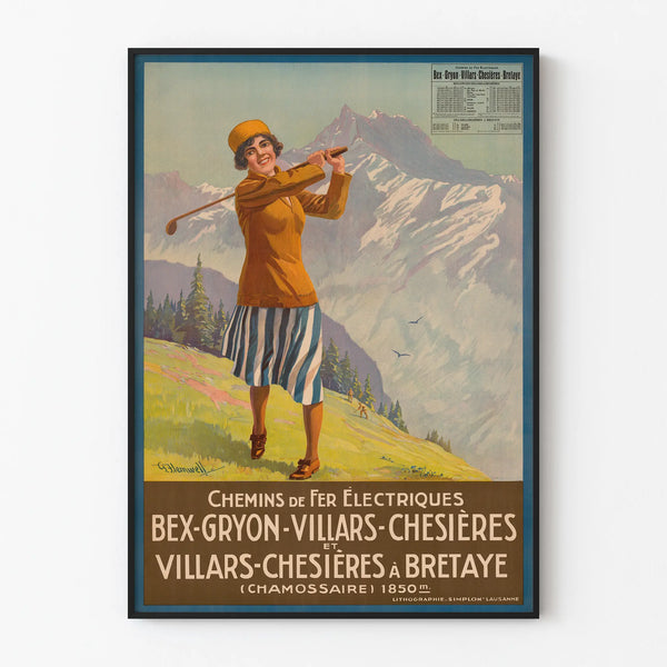 Vintage poster of the Electric Railways Bex-Gryon-Villars-Chesières to Bretaye