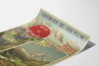 Vintage poster of the P.L.M. railways - Zermatt Valley, Mont Rose