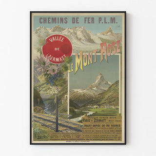 Vintage poster of the P.L.M. railways - Zermatt Valley, Mont Rose