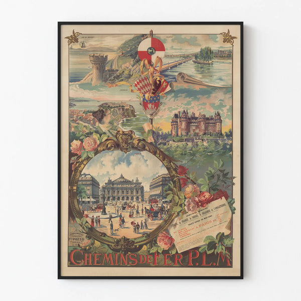 Vintage Poster of the P.L.M. Railways Paris and Regions