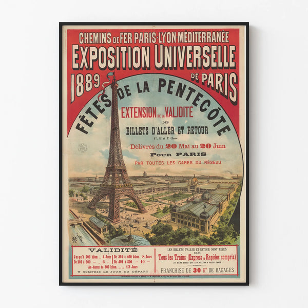 Vintage Poster of the Paris Lyon Mediterranean Railway Exhibition of 1889