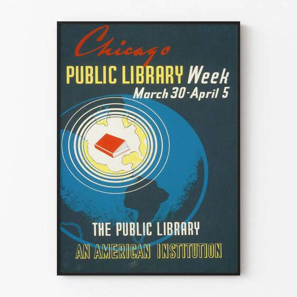 Vintage Chicago Public Library Week Poster - Cultural Wall Decoration