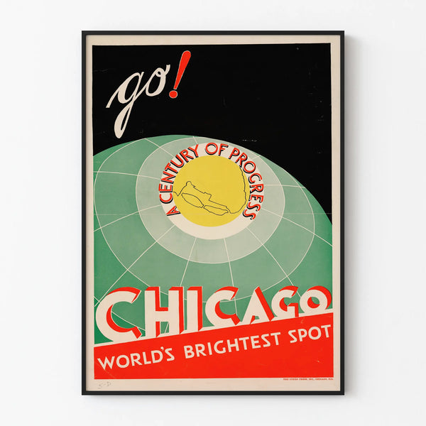 Vintage Chicago World's Brightest Spot Poster - Retro Wall Decoration