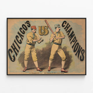 Vintage Baseball Poster Chicago US Champions — framed artwork on a wall