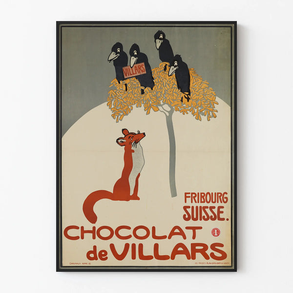 Vintage poster of Villars chocolate wall decoration