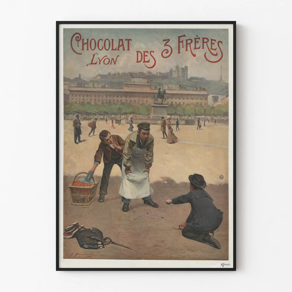 Vintage poster of Chocolat des 3 Frères Lyon decorative
