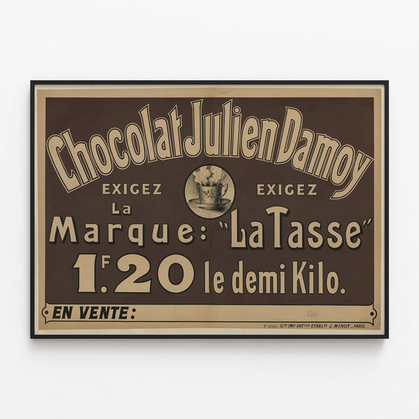 Vintage poster Chocolat Julien Damoy - Retro wall decoration — framed artwork on a wall