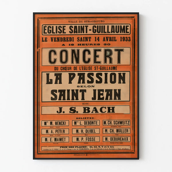 Vintage concert poster Saint-Guillaume Church Strasbourg 1933
