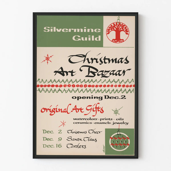 Vintage Christmas Poster Art Bazaar Decorative