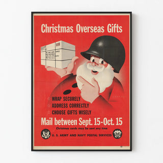 Vintage Christmas Poster - Gifts Abroad U.S. Army Navy