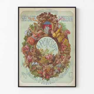Vintage Chromolithograph Poster Speciality of Paintings Ponsot Paris