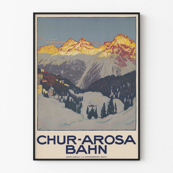Vintage poster wall decoration Chur-Arosa Railway Alpine landscape