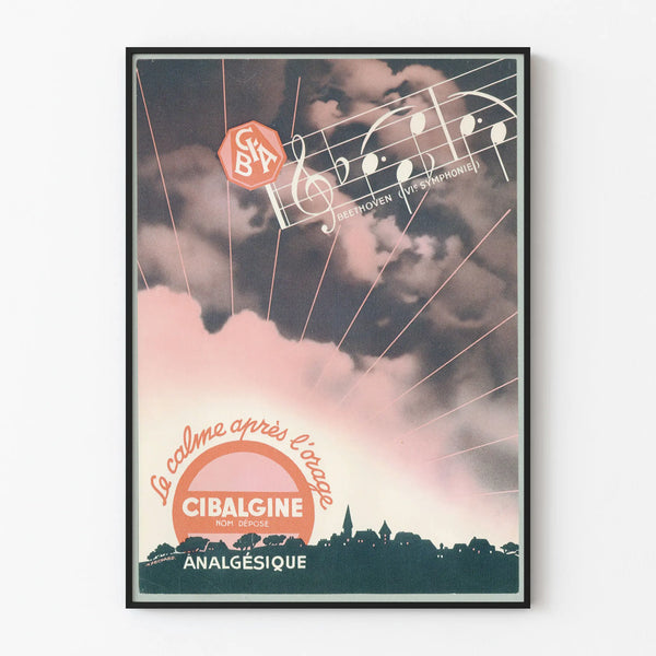 Vintage Cibalgine advertising poster – Pain reliever The calm after the storm