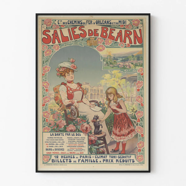 Vintage Poster Salies de Béarn - Wall decoration poster with railway theme