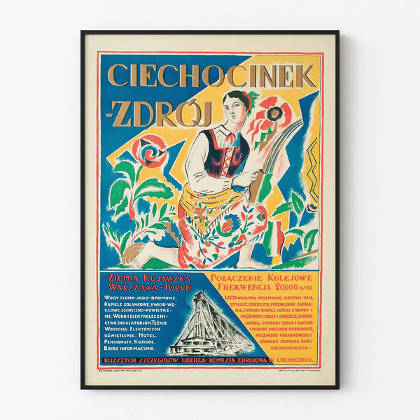 Vintage poster of Ciechocinek-Zdrój colorful wall decoration