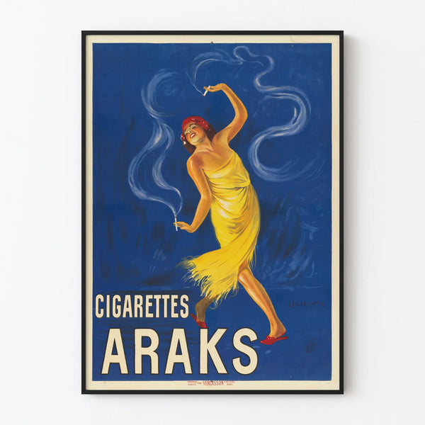 Vintage poster Cigarettes Araks with dancer in yellow dress