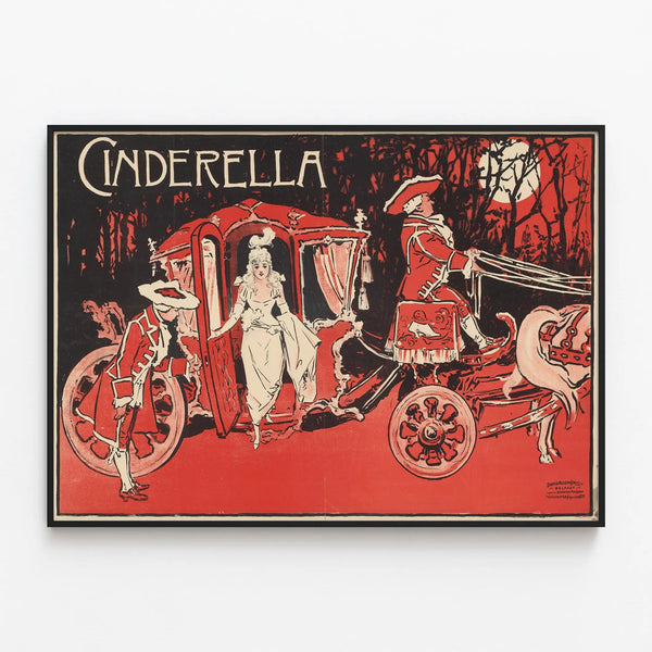 Vintage Cinderella Poster in Carriage - Theatrical Wall Decoration — framed artwork on a wall