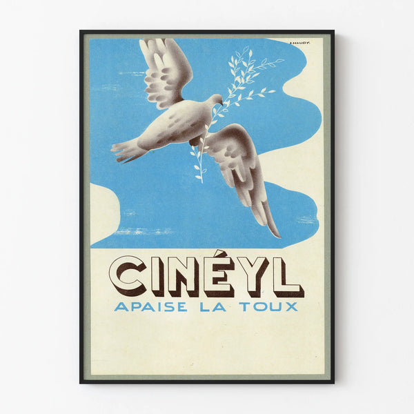 Vintage poster Cinéyl soothing cough with dove