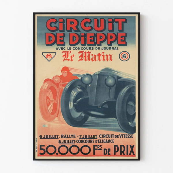 Vintage Poster of the Dieppe Circuit - Rally, Speed, and Elegance Contest