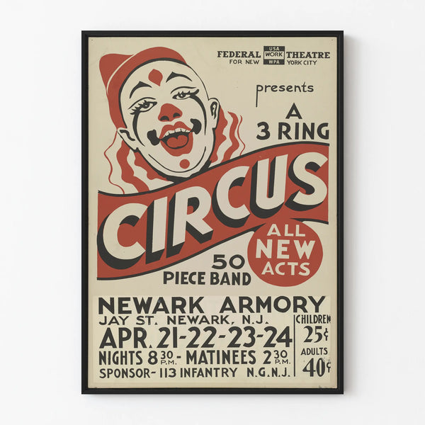 Vintage Circus Poster 3 Rings - Wall Decoration Show