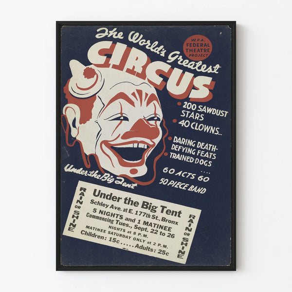 Vintage Circus Poster - Retro Clown Wall Decoration