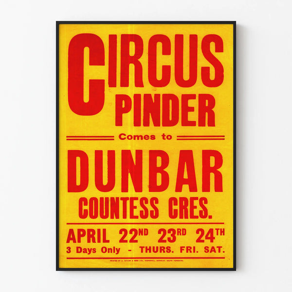 Vintage Circus Pinder Poster at Dunbar - Retro Wall Decoration