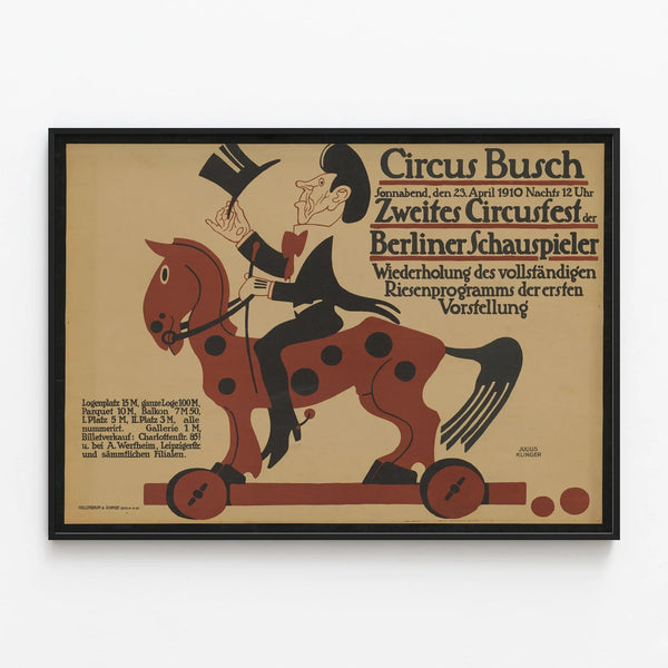 Vintage Circus Busch Poster 1910 – Retro Wall Decoration — framed artwork on a wall