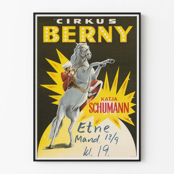 Circus poster Cirkus Berny with white horse ride