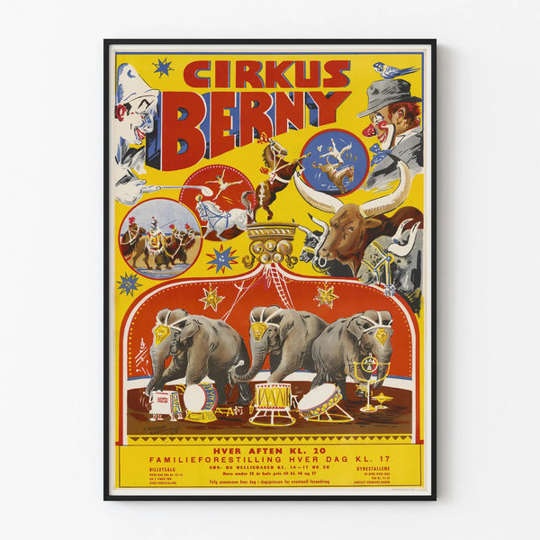 Vintage poster wall decoration Cirkus Berny 1963
