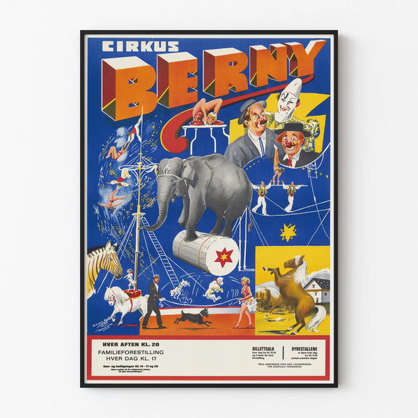 Vintage Circus Poster Cirkus Berny 1968 - Artistic Wall Decoration