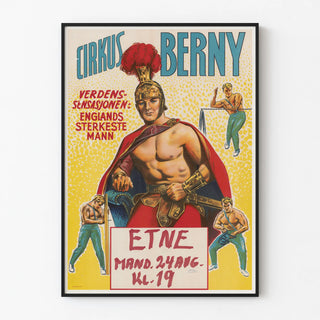 Circus Poster Cirkus Berny - Strongest Man in England, 1970
