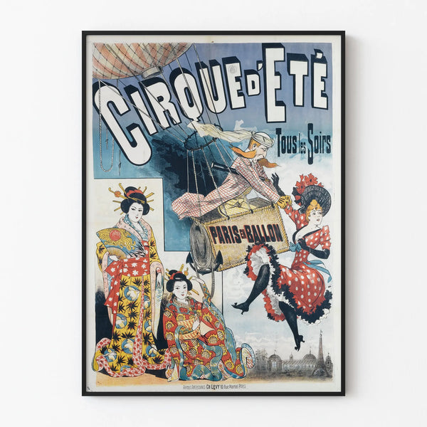 Vintage Poster of the Summer Circus in Paris with a Balloon