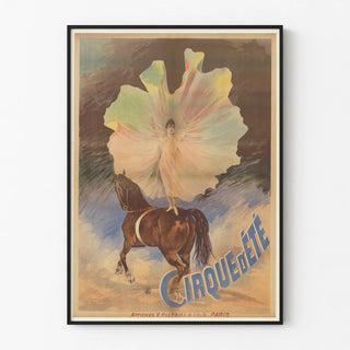 Vintage poster of Summer Circus with equestrienne on horse