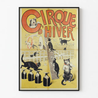 Winter Circus Poster Illustration of Cats and Acrobats