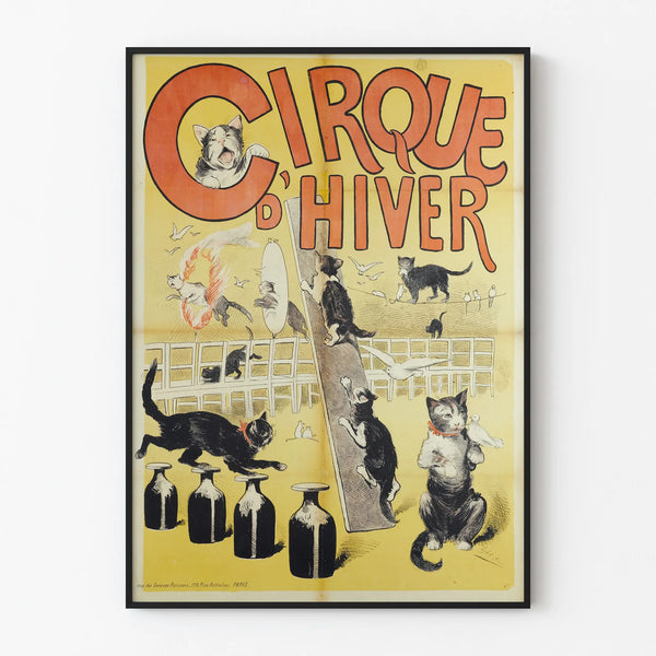Winter Circus Poster Illustration of Cats and Acrobats