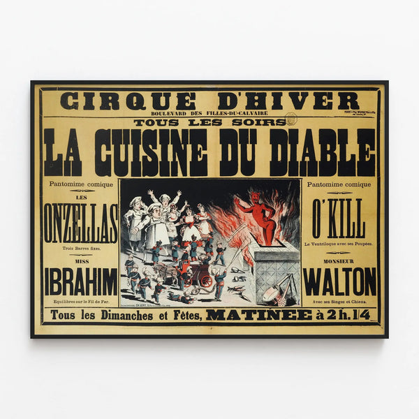 Vintage Poster of the Winter Circus The Devil's Kitchen — framed artwork on a wall