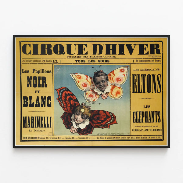 Vintage Poster Circus of Winter Boulevard of the Daughters of Calvary — framed artwork on a wall