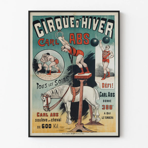 Vintage Wall Decoration Circus Poster Carl Abs - Winter Circus and Strength
