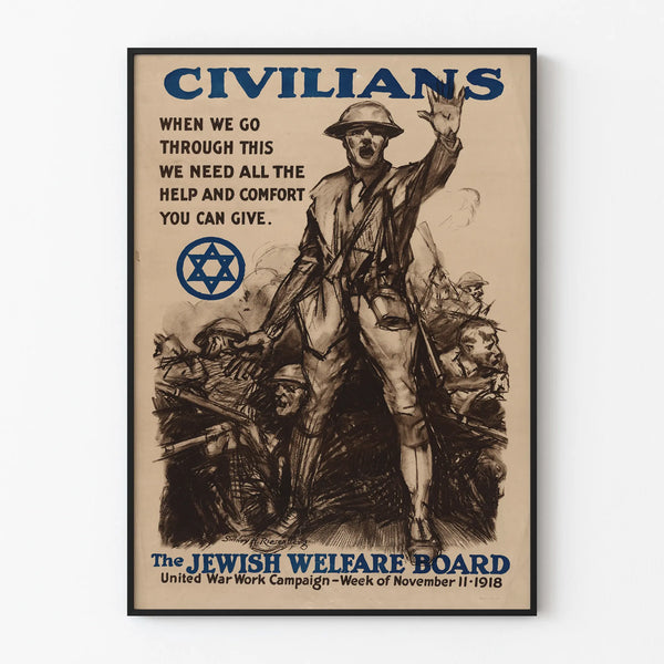 Vintage Poster Civilians Aid and Comfort War - Historical Wall Decoration