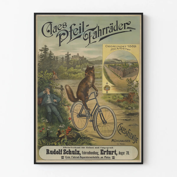Vintage poster Claes Pfeil Bicycles - Retro wall decor bicycle