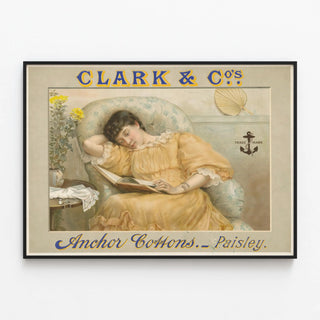 Vintage Poster Clark & Co's Anchor Cottons Paisley — framed artwork on a wall