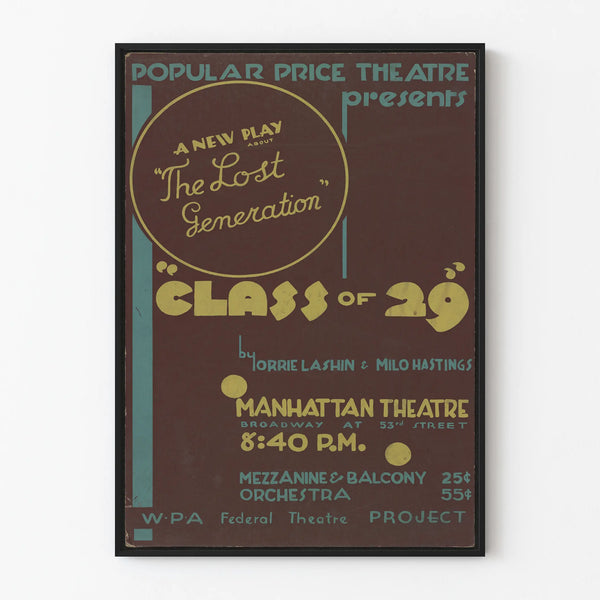 Vintage theater poster Class of 29 wall decoration