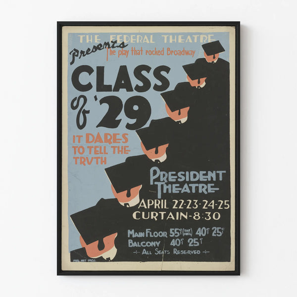 Vintage poster Class of '29 - Broadway theater wall decoration