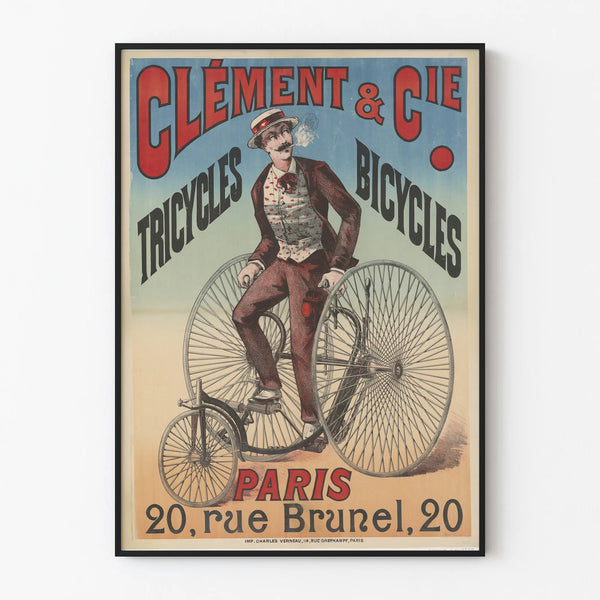 Vintage poster Clément & Cie Tricycles Bicycles Paris wall decor