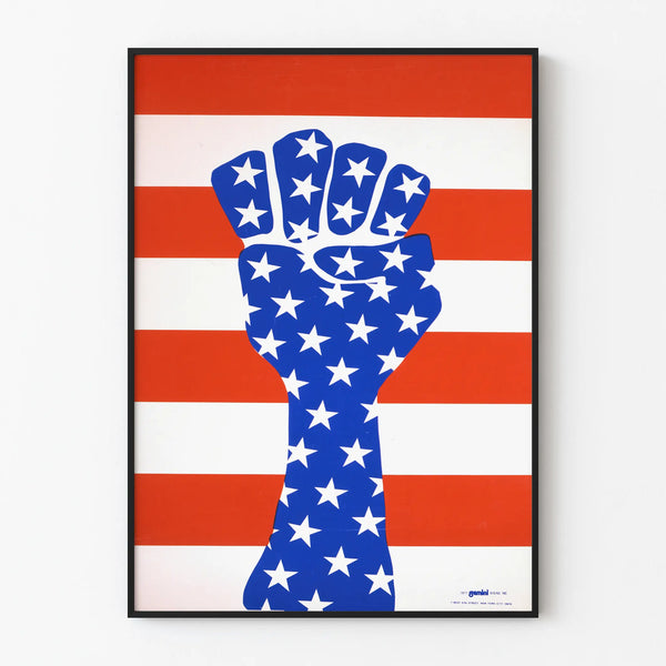 Poster Raised Fist with American Colors