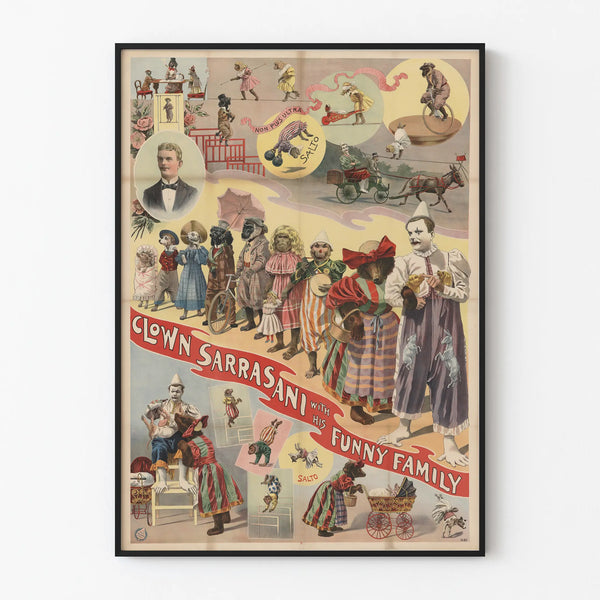 Poster Clown Sarrasani and His Funny Family - Vintage Circus Wall Decoration