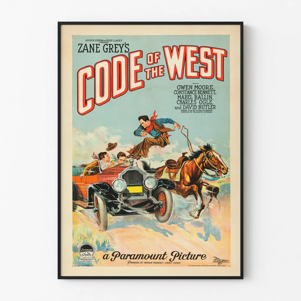 Vintage Poster of the Code of the West - Western Wall Decoration