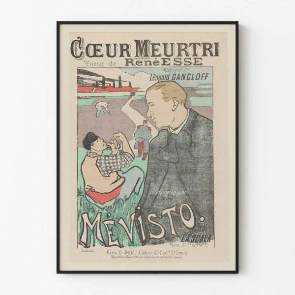 Vintage poster Heart Mourned by René Esse for wall decoration