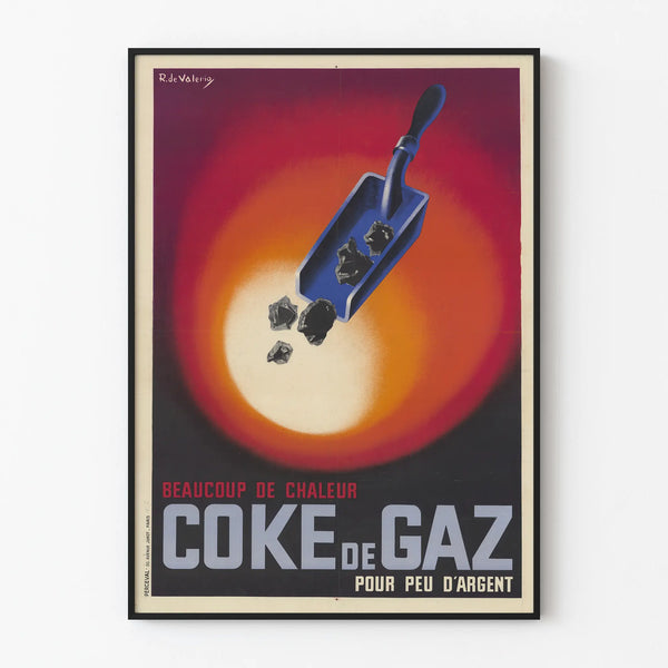 Vintage Coca-Cola Advertising Poster for Energy-Efficient Gas Heating